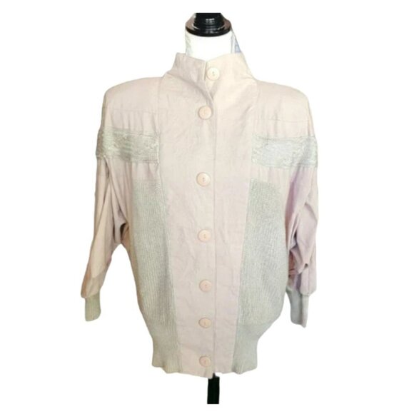 Audriana Tan Button Up Long Sleeve Bomber Type Jacket in Size Medium - Picture 1 of 4